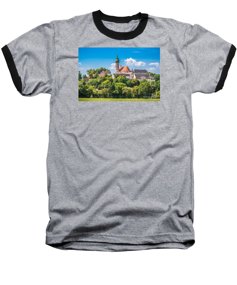 Abbey Baseball T-Shirt featuring the photograph Andechs Abbey in summer, Bavaria, Germany by JR Photography