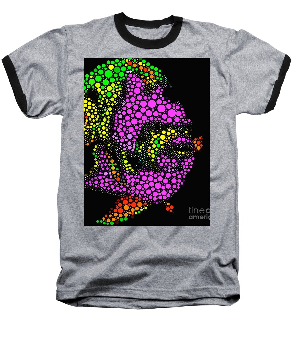 Angel Fish Baseball T-Shirt featuring the painting Angel Fish Abstract Circles and Stars by Saundra Myles
