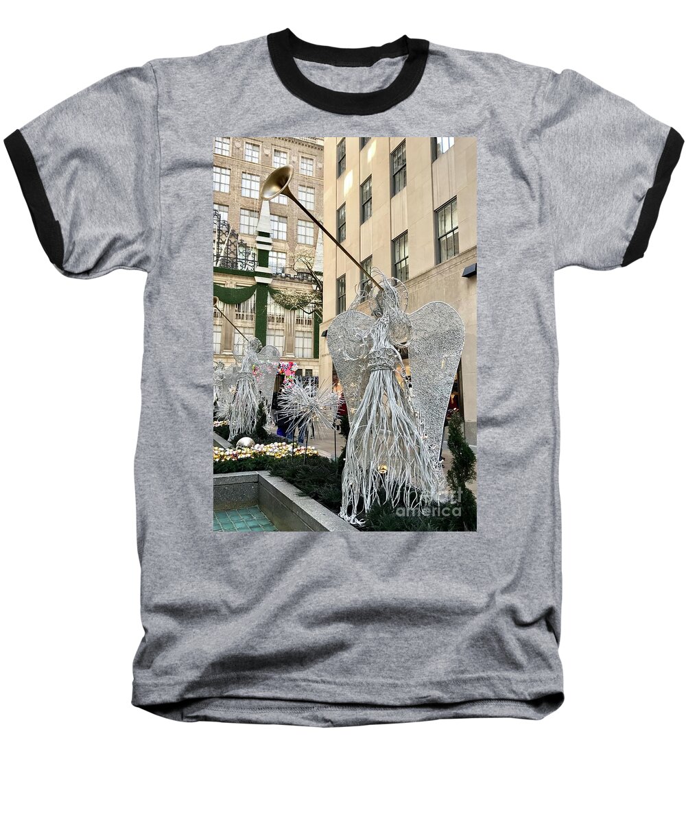 Angel Baseball T-Shirt featuring the photograph Angel New York City by CAC Graphics