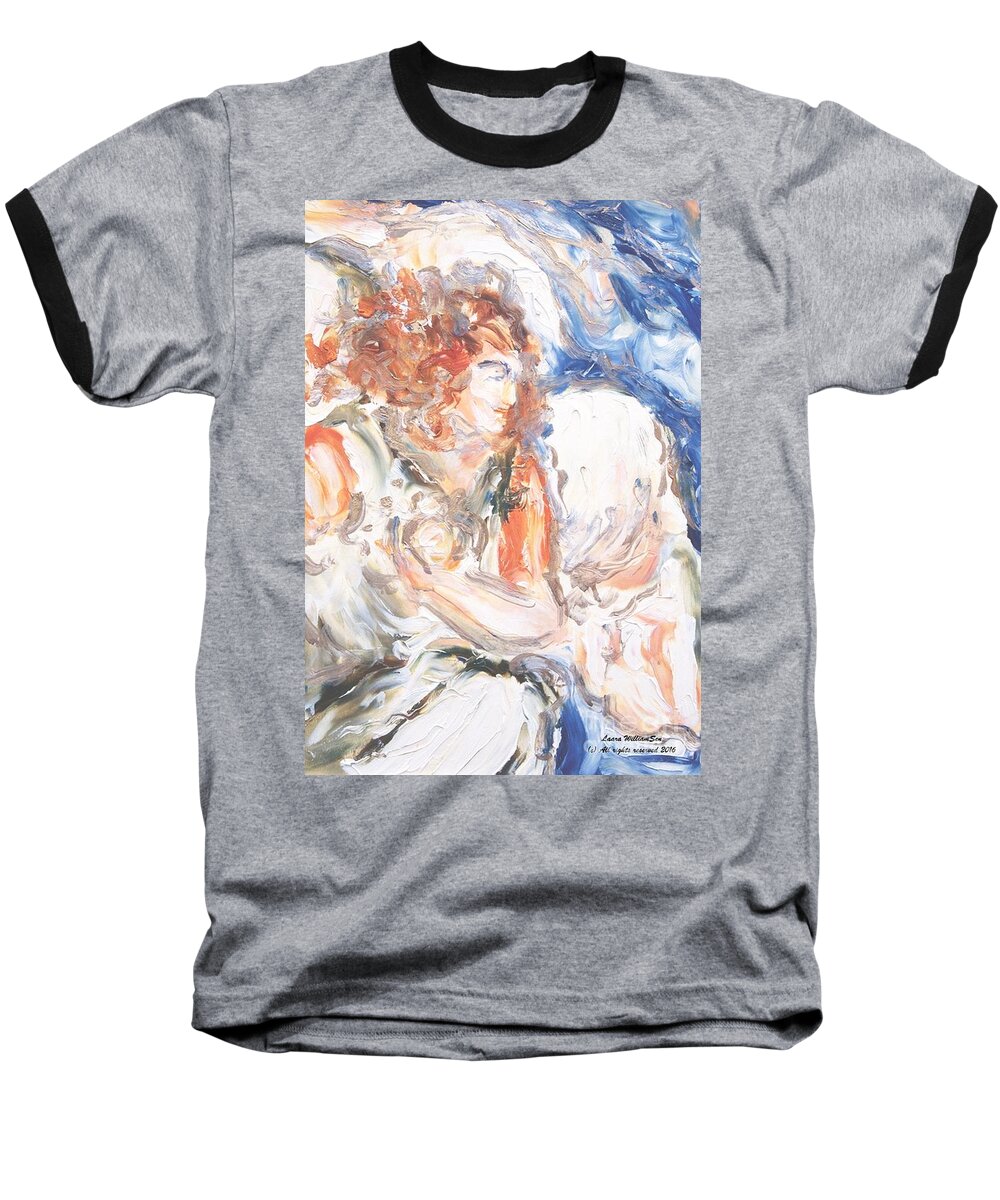 Spiritual Baseball T-Shirt featuring the painting Angel Of Courage by Laara WilliamSen