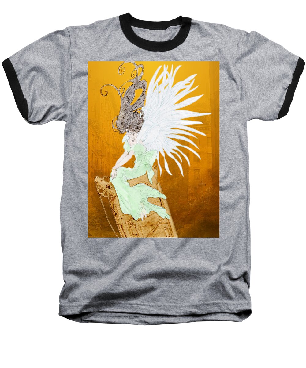 Angel Baseball T-Shirt featuring the drawing Angel by Shawn Dall