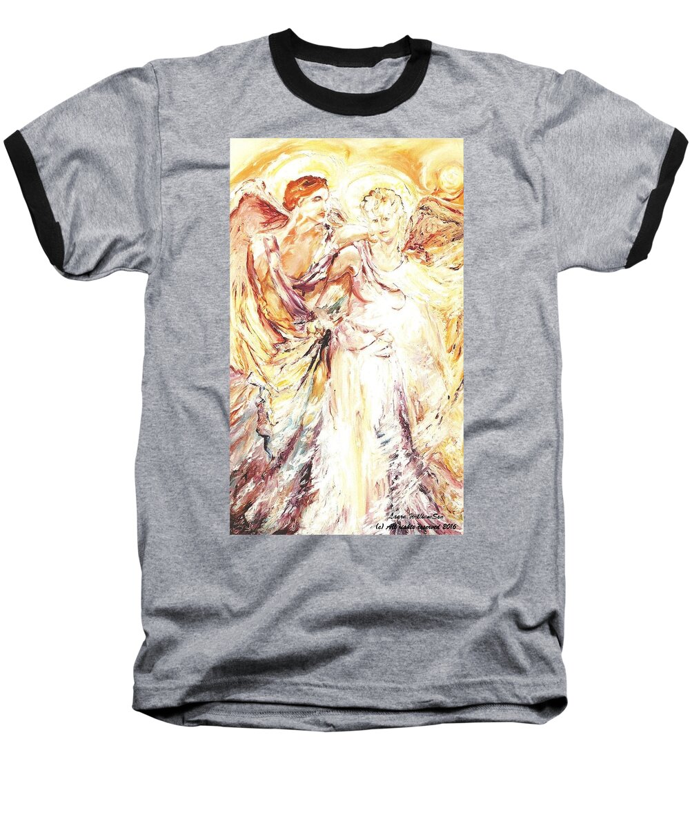 Angels Baseball T-Shirt featuring the painting Angels Emerging by Laara WilliamSen