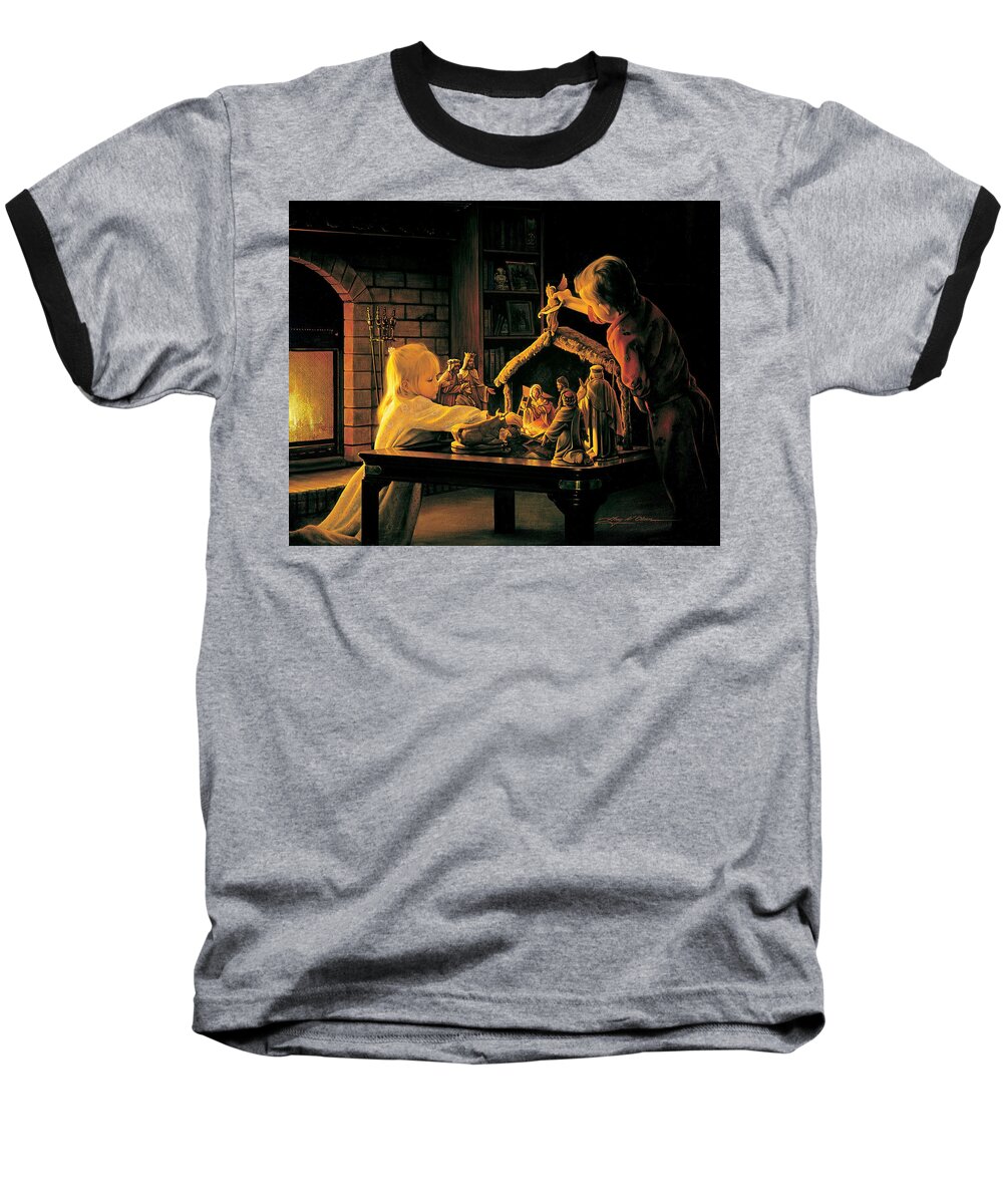 Christmas Baseball T-Shirt featuring the painting Angels of Christmas by Greg Olsen