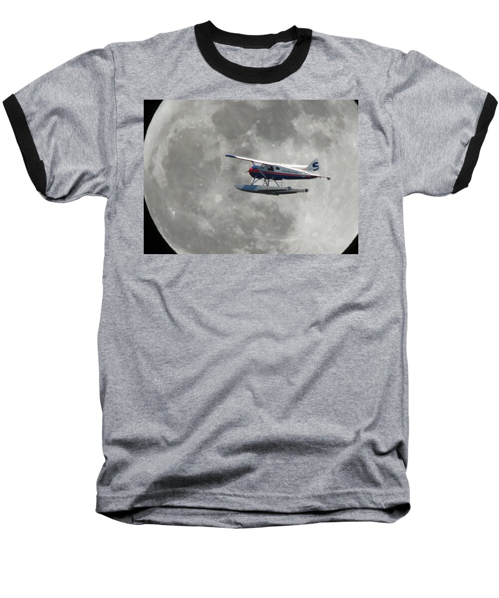 Moon Baseball T-Shirt featuring the photograph AOP and the full moon by Mark Alan Perry
