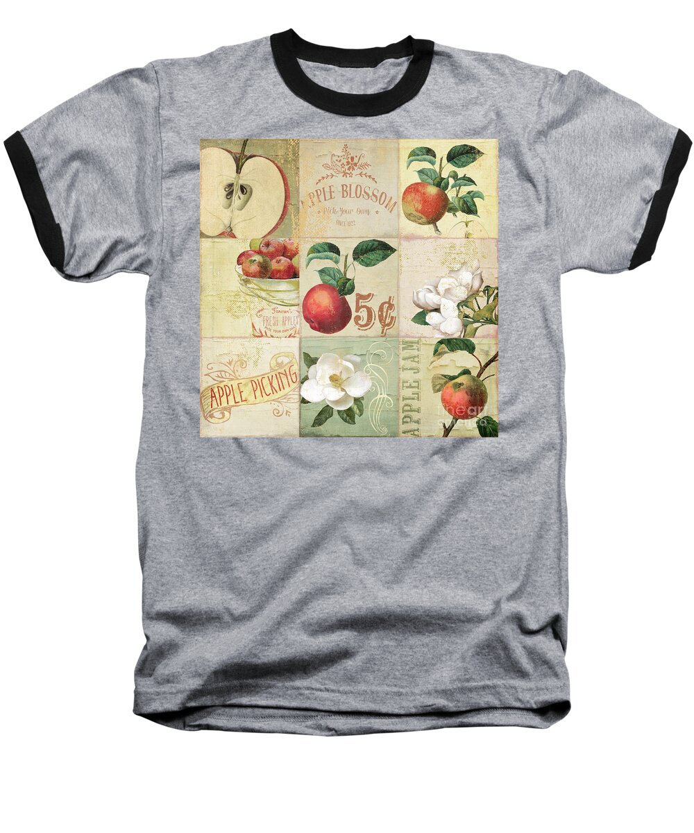 Apples Baseball T-Shirt featuring the painting Apple Blossoms Patchwork II by Mindy Sommers