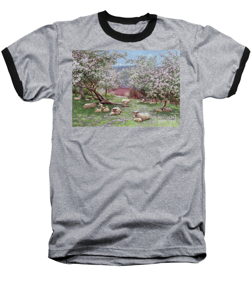 Appleblossom (w/c On Paper) By William Biscombe Gardner (1847-1919) Baseball T-Shirt featuring the painting Apple blossom by William Biscombe Gardner