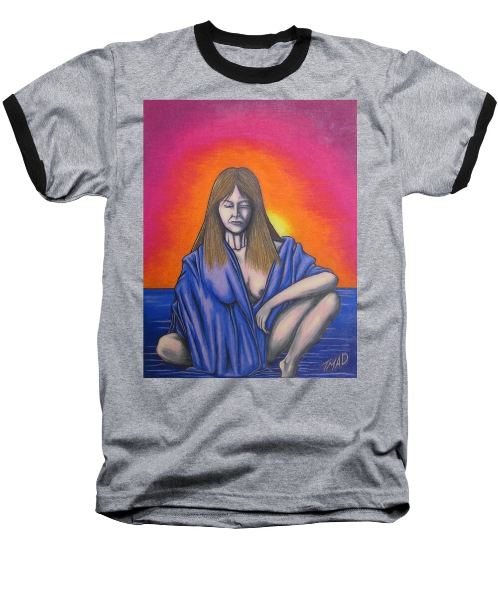 Michael Baseball T-Shirt featuring the drawing Aquarius by Michael TMAD Finney
