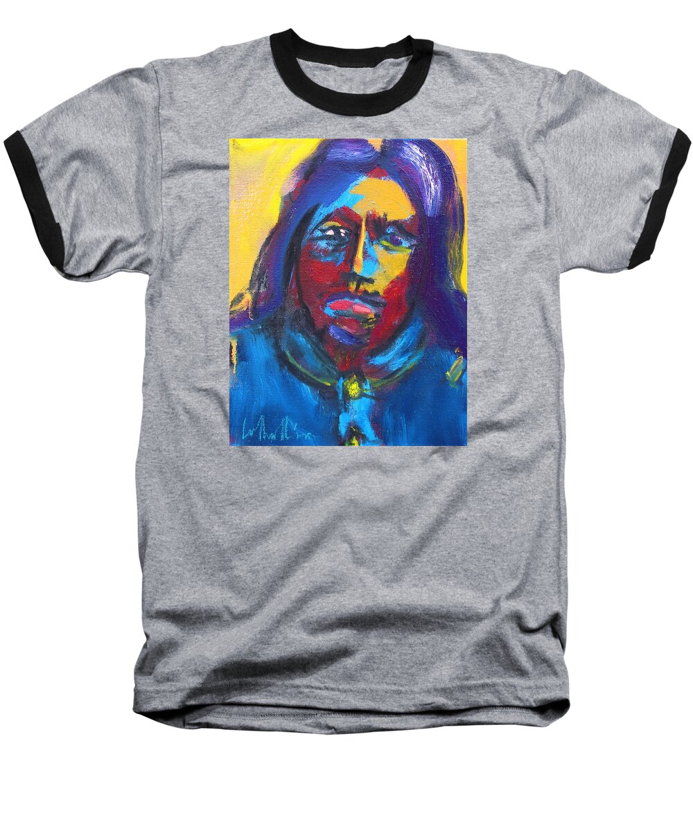 Native Americans Baseball T-Shirt featuring the painting Arapaho Scout Sharp Nose by Les Leffingwell