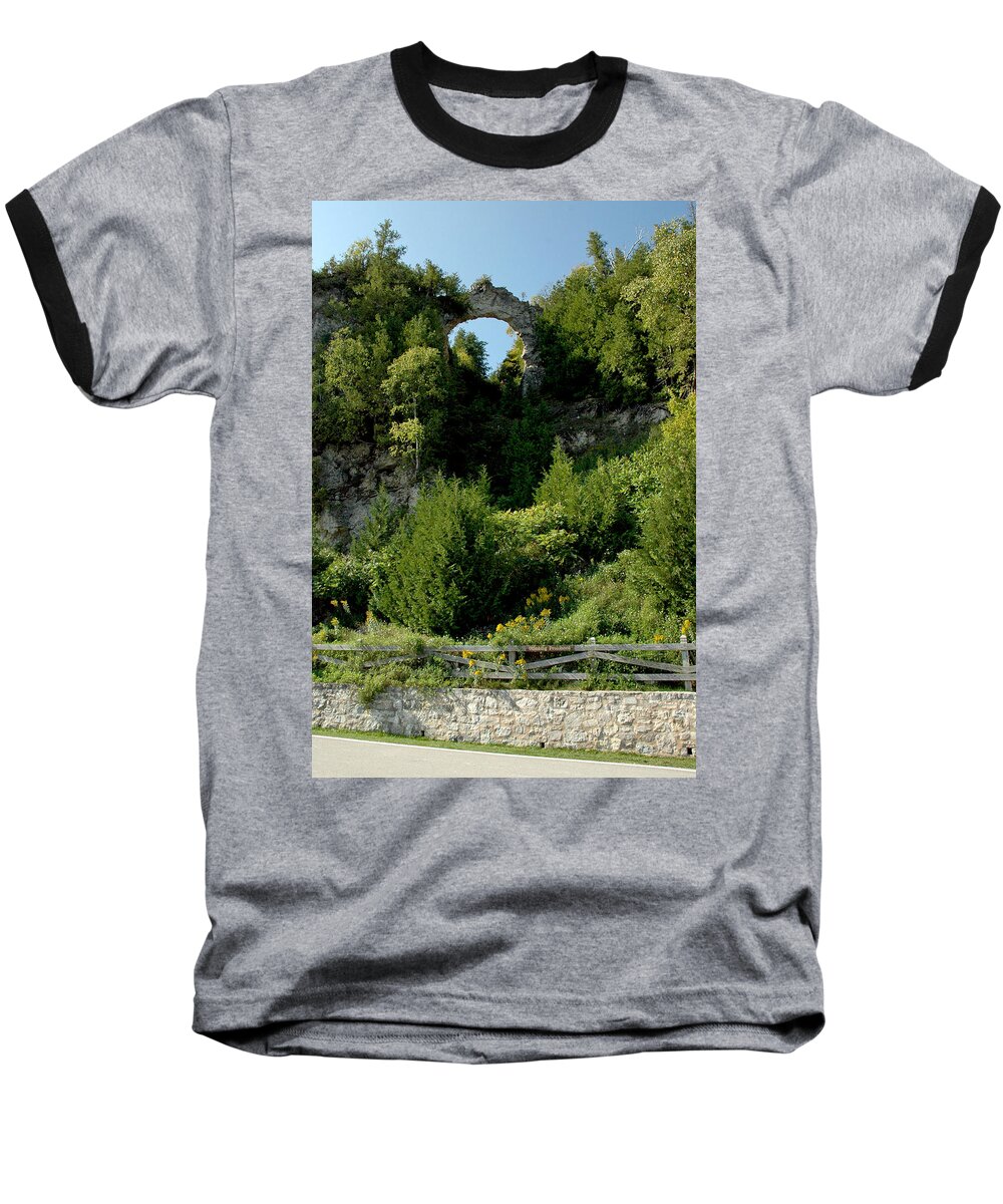 Usa Baseball T-Shirt featuring the photograph Arch Rock Mackinac Island by LeeAnn McLaneGoetz McLaneGoetzStudioLLCcom