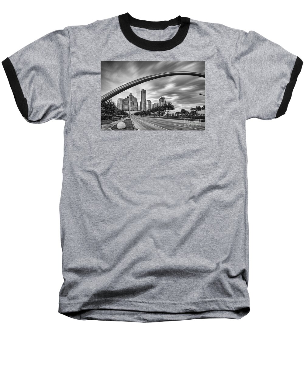 Uptown Houston Baseball T-Shirt featuring the photograph Architectural Photograph of Post Oak Boulevard at Uptown Houston - Texas by Silvio Ligutti