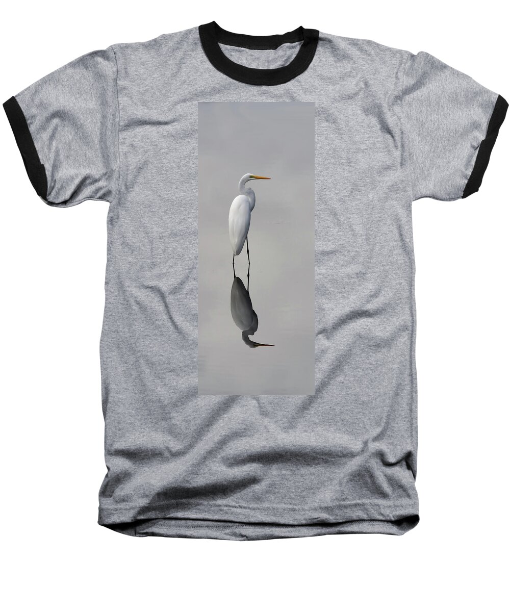 Egret Baseball T-Shirt featuring the photograph Argent Mirror #2 by Paul Rebmann