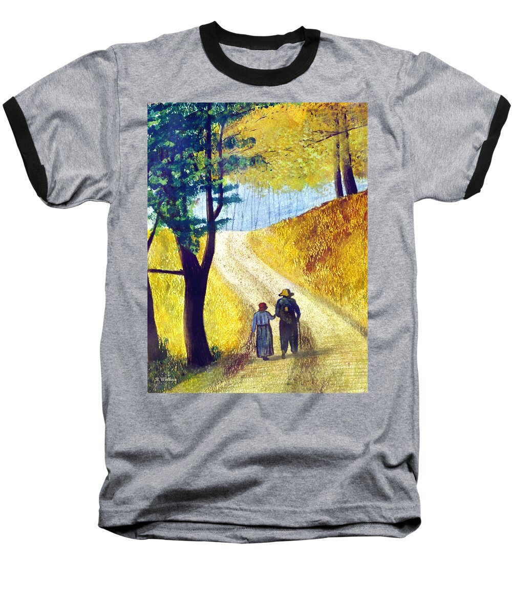 2d Baseball T-Shirt featuring the painting Arm In Arm by Brian Wallace