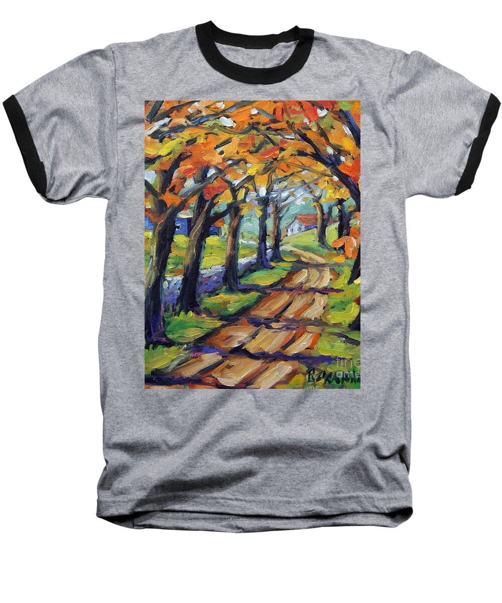 Canadian Landscape Created By Richard T Pranke Baseball T-Shirt featuring the painting Around The Bend by Prankearts by Richard T Pranke