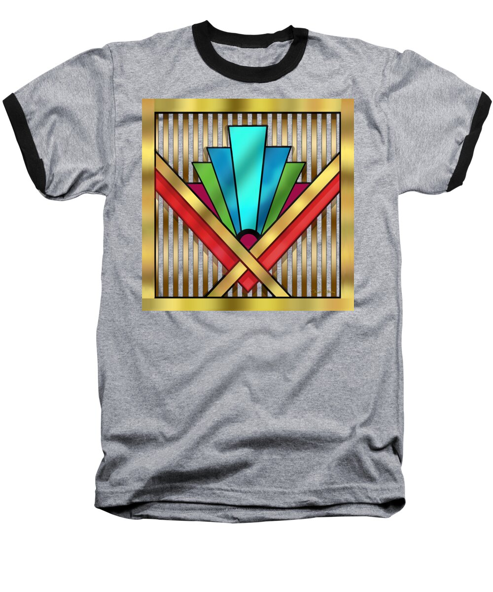 Art Deco 15 Transparent Baseball T-Shirt featuring the digital art Art Deco 15 Transparent by Chuck Staley