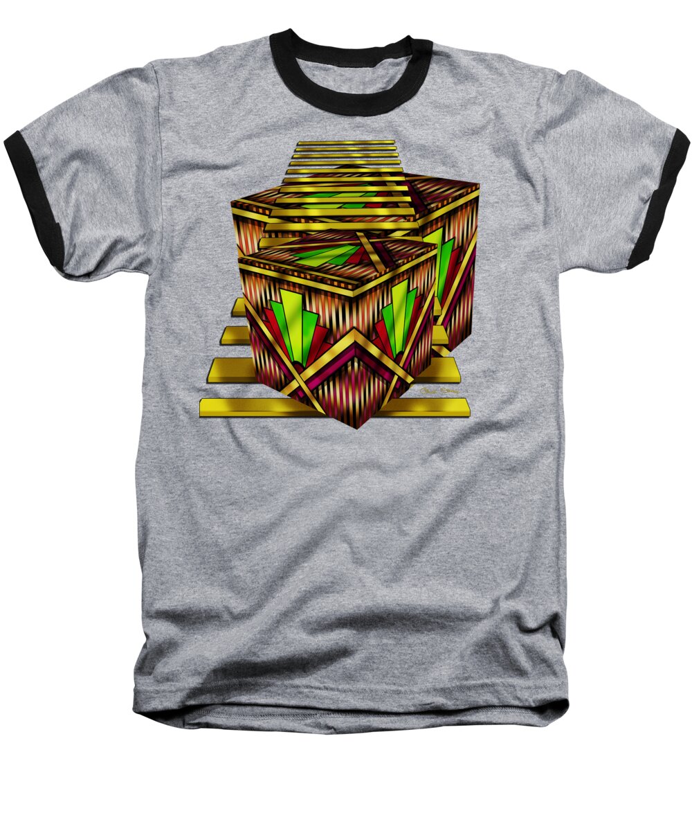 Art Deco Cubes 2 Baseball T-Shirt featuring the digital art Art Deco Cubes 2 - Transparent by Chuck Staley