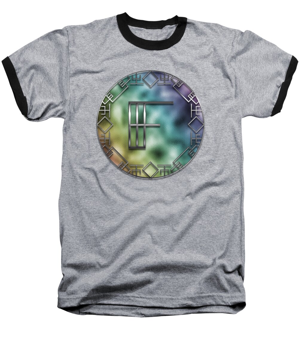 Letter Baseball T-Shirt featuring the digital art Art Deco Monogram - F by Mary Machare