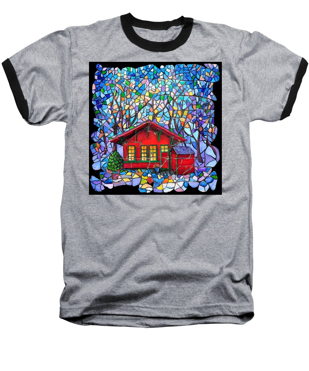 Art Depot Baseball T-Shirt featuring the painting Art Depot by Lena Owens - OLena Art Vibrant Palette Knife and Graphic Design