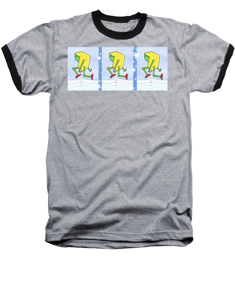 Ujm Baseball T-Shirt featuring the digital art Skip - Seasons - Winter by Uncle J's Monsters