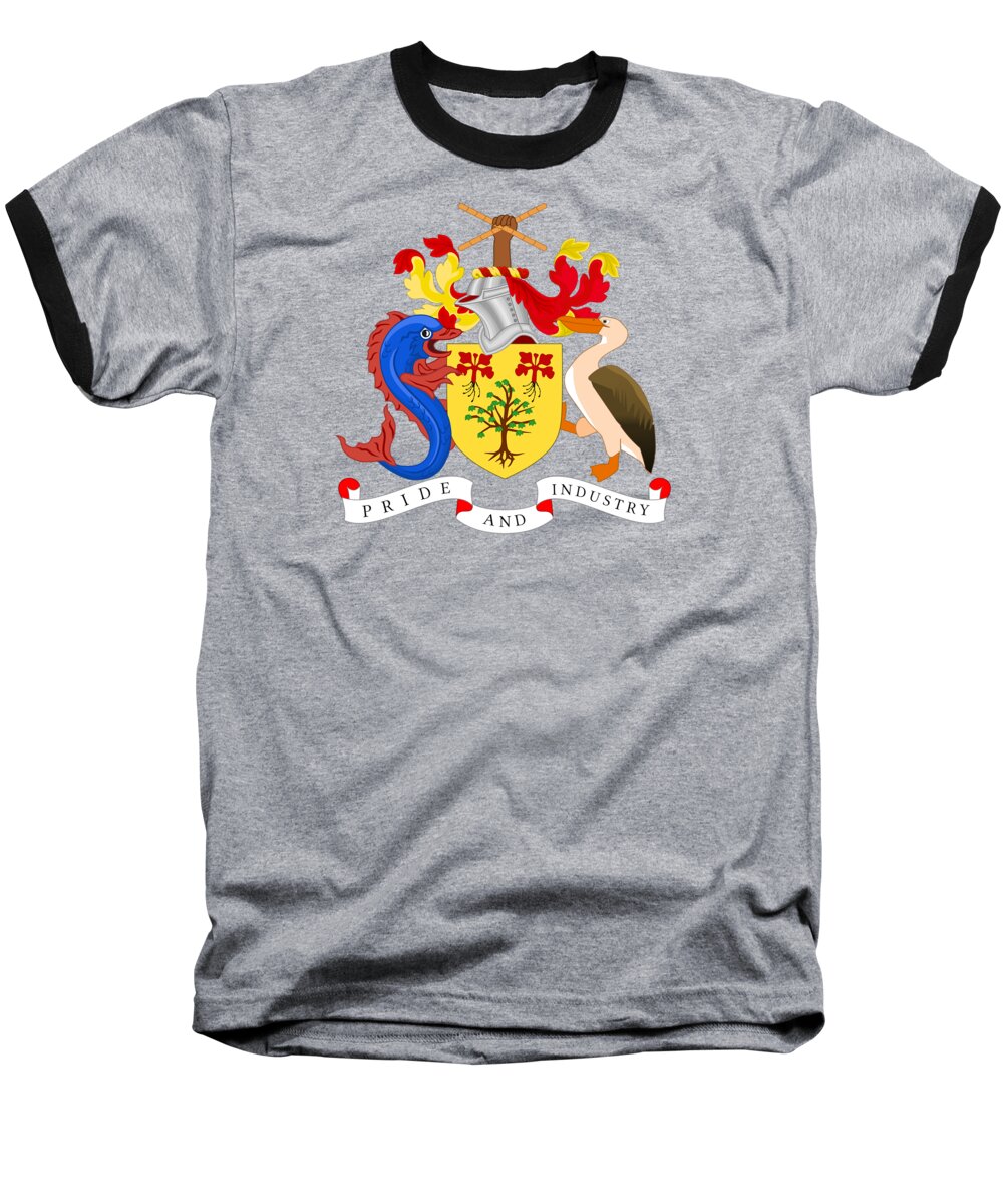 Barbados Baseball T-Shirt featuring the drawing Barbados Coat of Arms by Movie Poster Prints