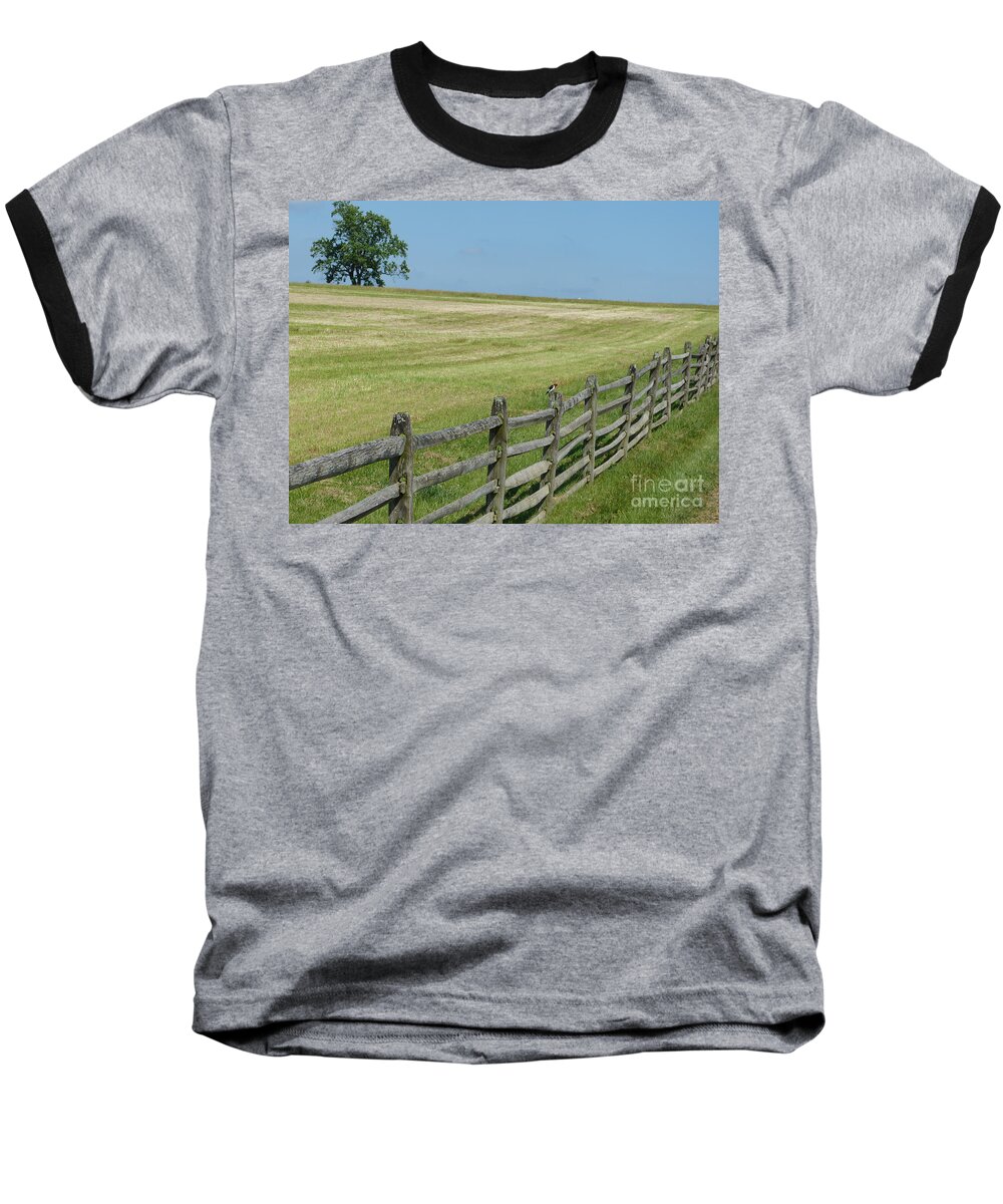 Fence Baseball T-Shirt featuring the photograph At Gettysburg by Donald C Morgan