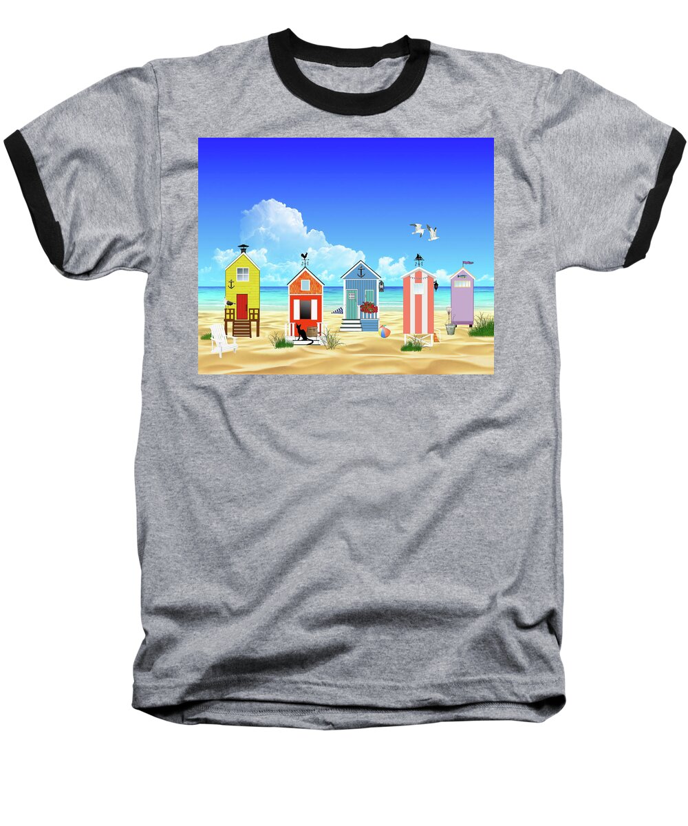 Beach Baseball T-Shirt featuring the digital art At the Beach by Movie Poster Prints