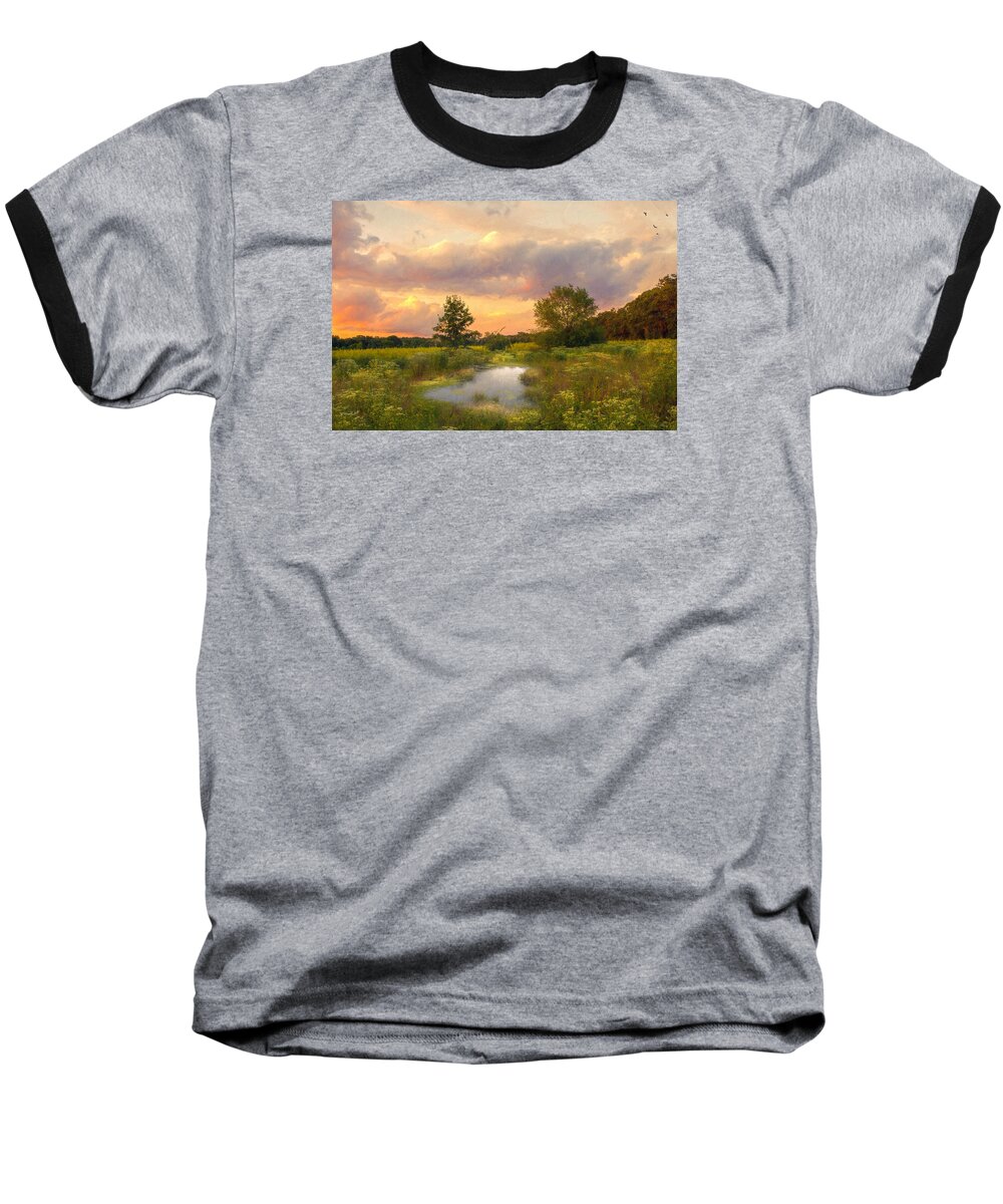 Landscape Baseball T-Shirt featuring the photograph At the end of the day by John Rivera