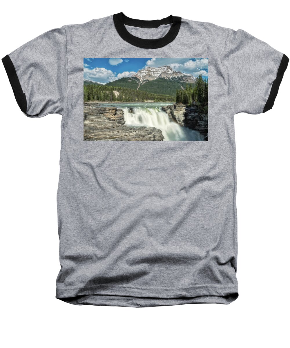 Landscape Baseball T-Shirt featuring the photograph Athabasca Falls by Russell Pugh