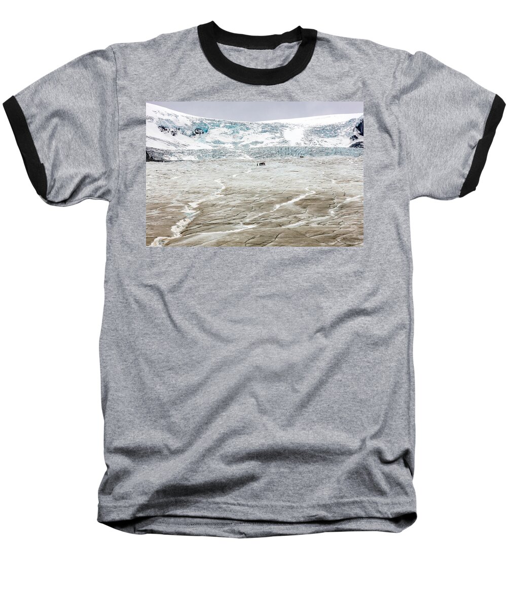 Athabasca Glacier Baseball T-Shirt featuring the photograph Athabasca Glacier with guided expedition by Pierre Leclerc Photography