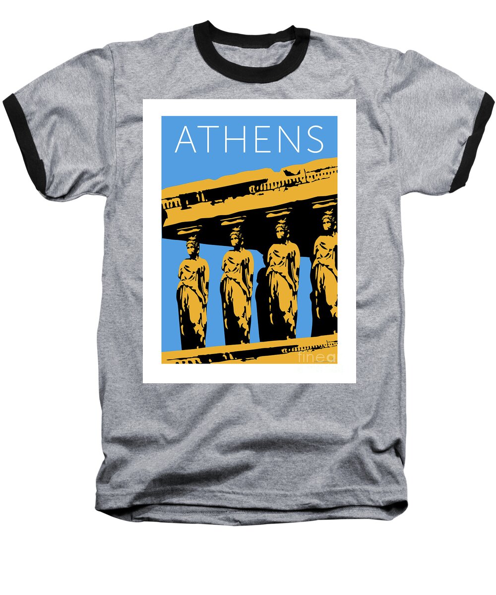 Athens Baseball T-Shirt featuring the digital art ATHENS Erechtheum Blue by Sam Brennan