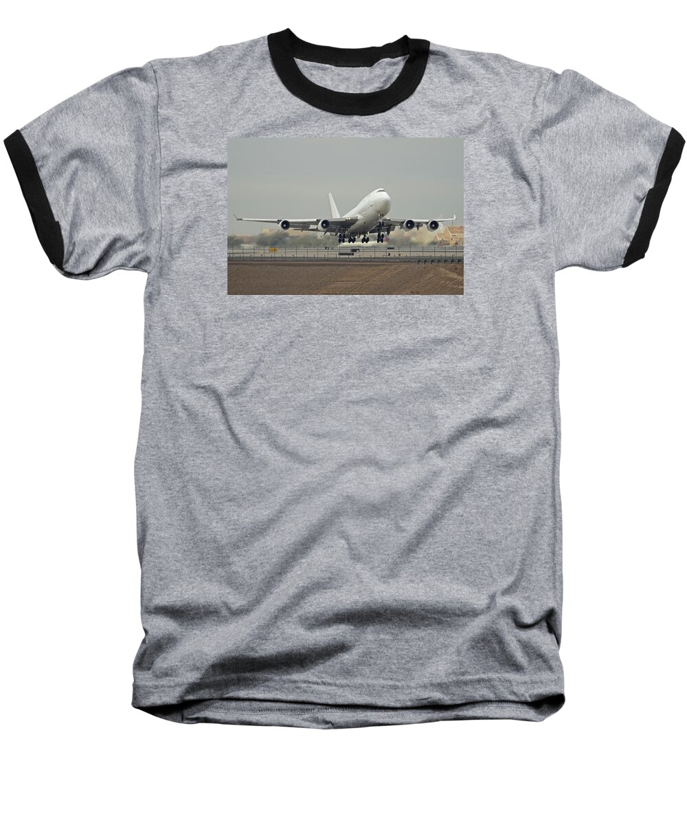 Airplane Baseball T-Shirt featuring the photograph Atlas Air Boeing 747-45E-SF N473MC Phoenix Sky Harbor December 24 2015 by Brian Lockett