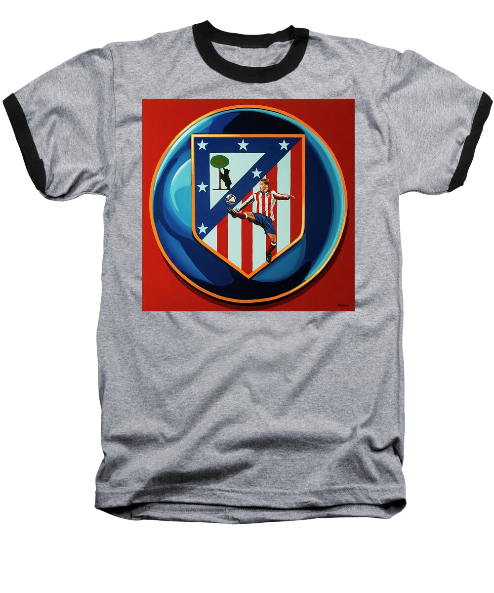 Atletico Madrid Baseball T-Shirt featuring the painting Atletico Madrid Painting by Paul Meijering