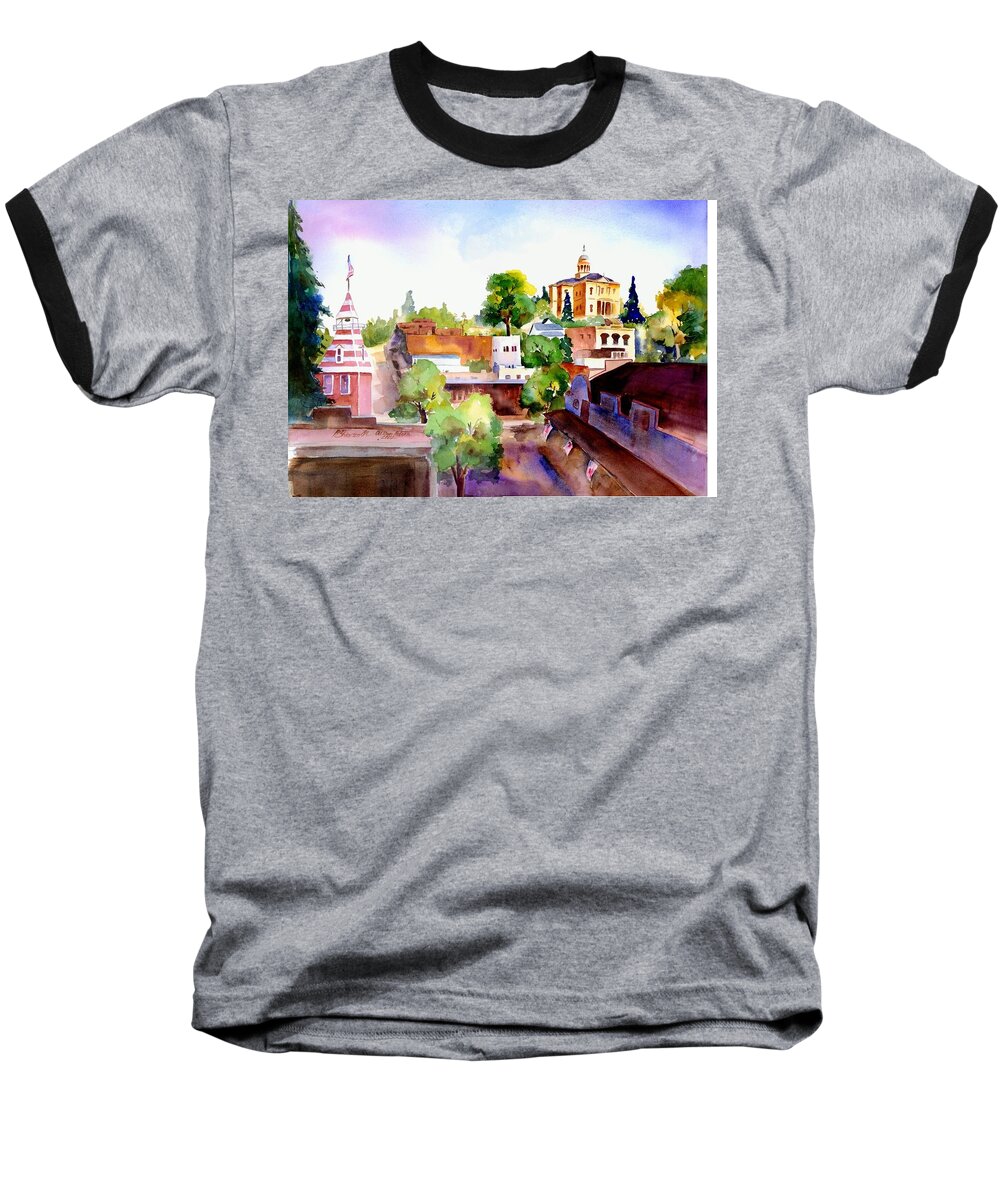 Auburn California Baseball T-Shirt featuring the painting Auburn Old Town by Joan Chlarson