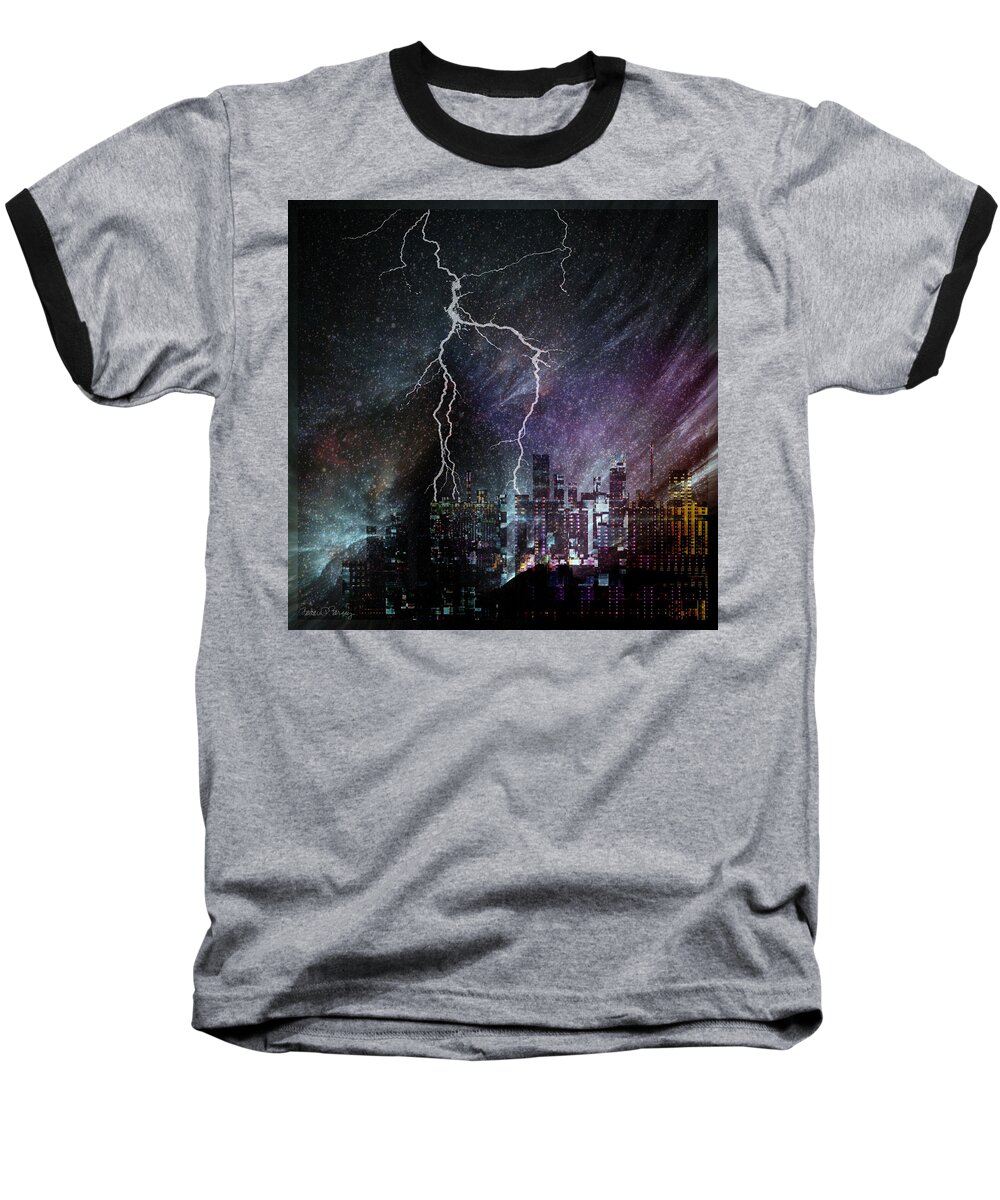 Lightning Baseball T-Shirt featuring the digital art Aurora by Barbara Berney
