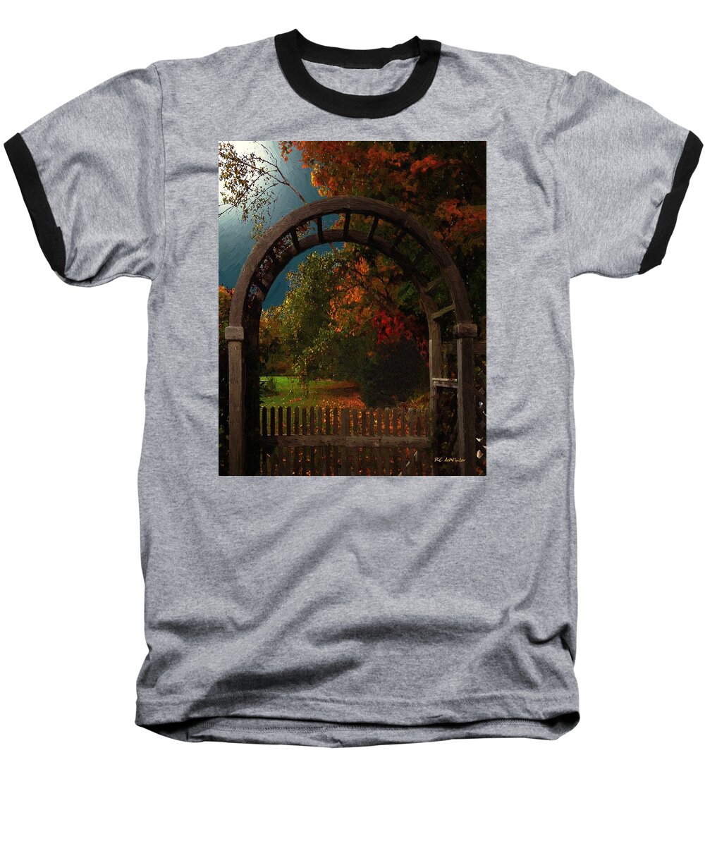 Moonlight Baseball T-Shirt featuring the painting Autumn Archway by RC DeWinter