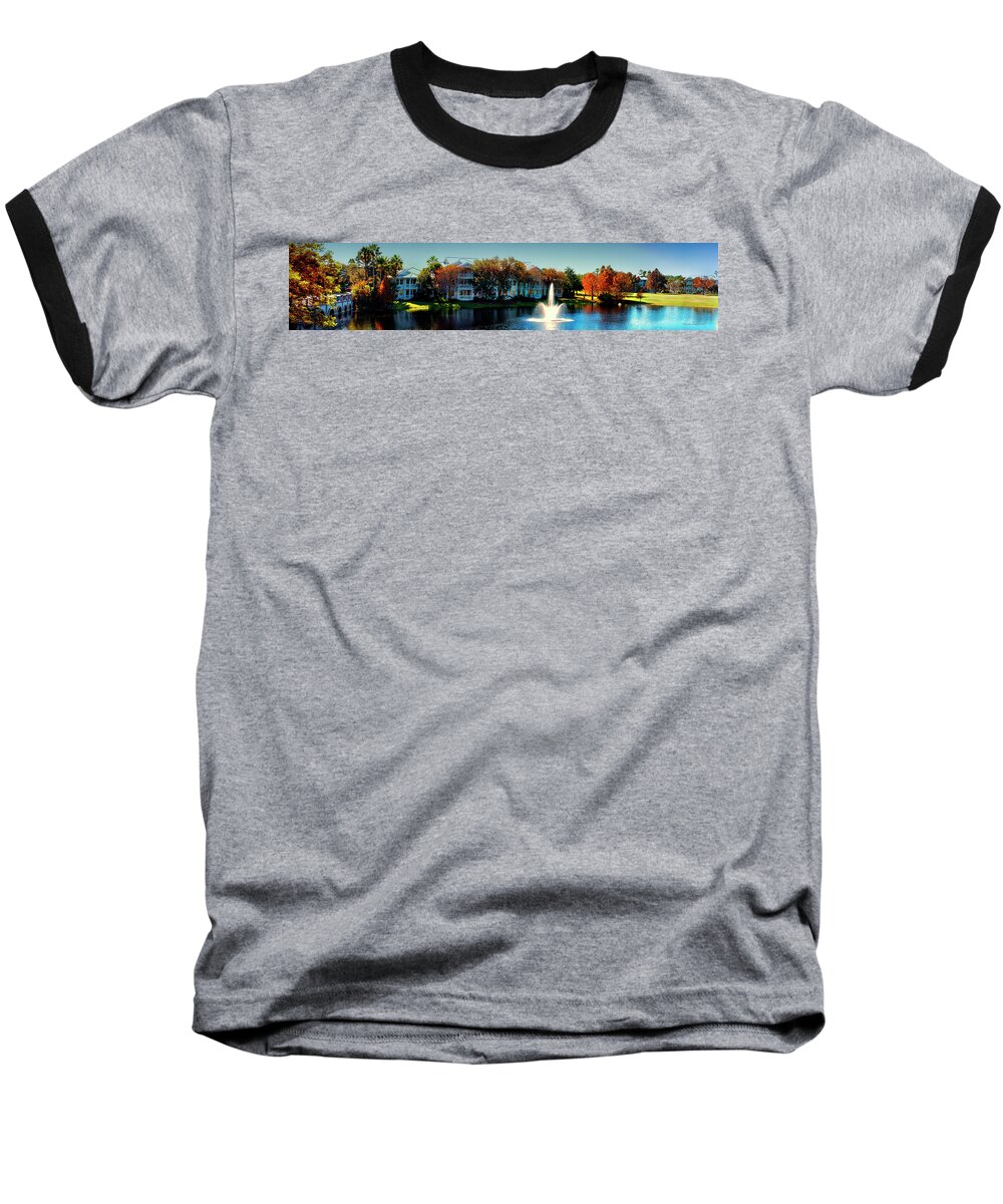 Ablaze Baseball T-Shirt featuring the photograph Autumn At Old Key West Resort Panorama Walt Disney World MP by Thomas Woolworth