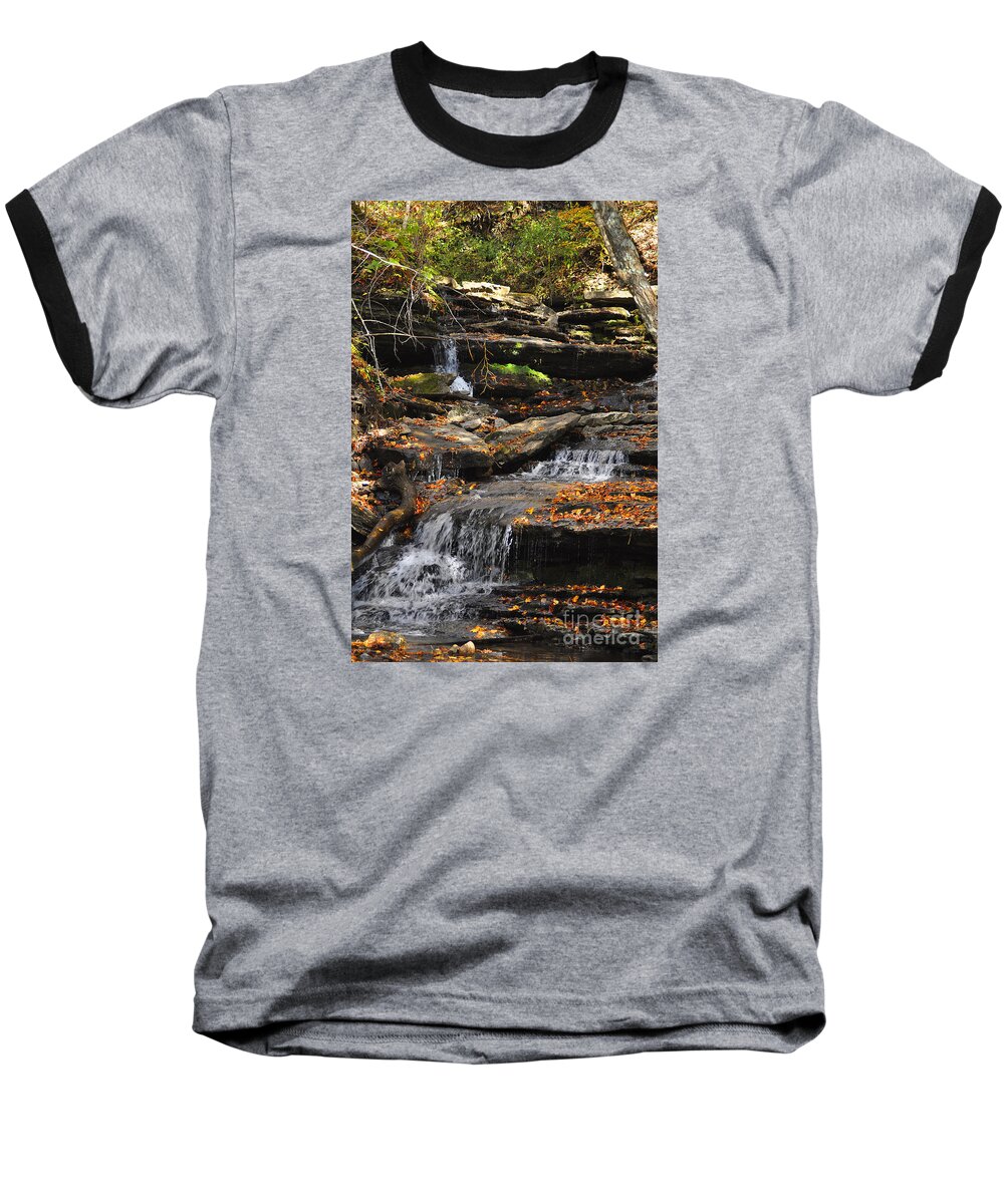 Diane Berry Baseball T-Shirt featuring the photograph Autumn Brook by Diane E Berry