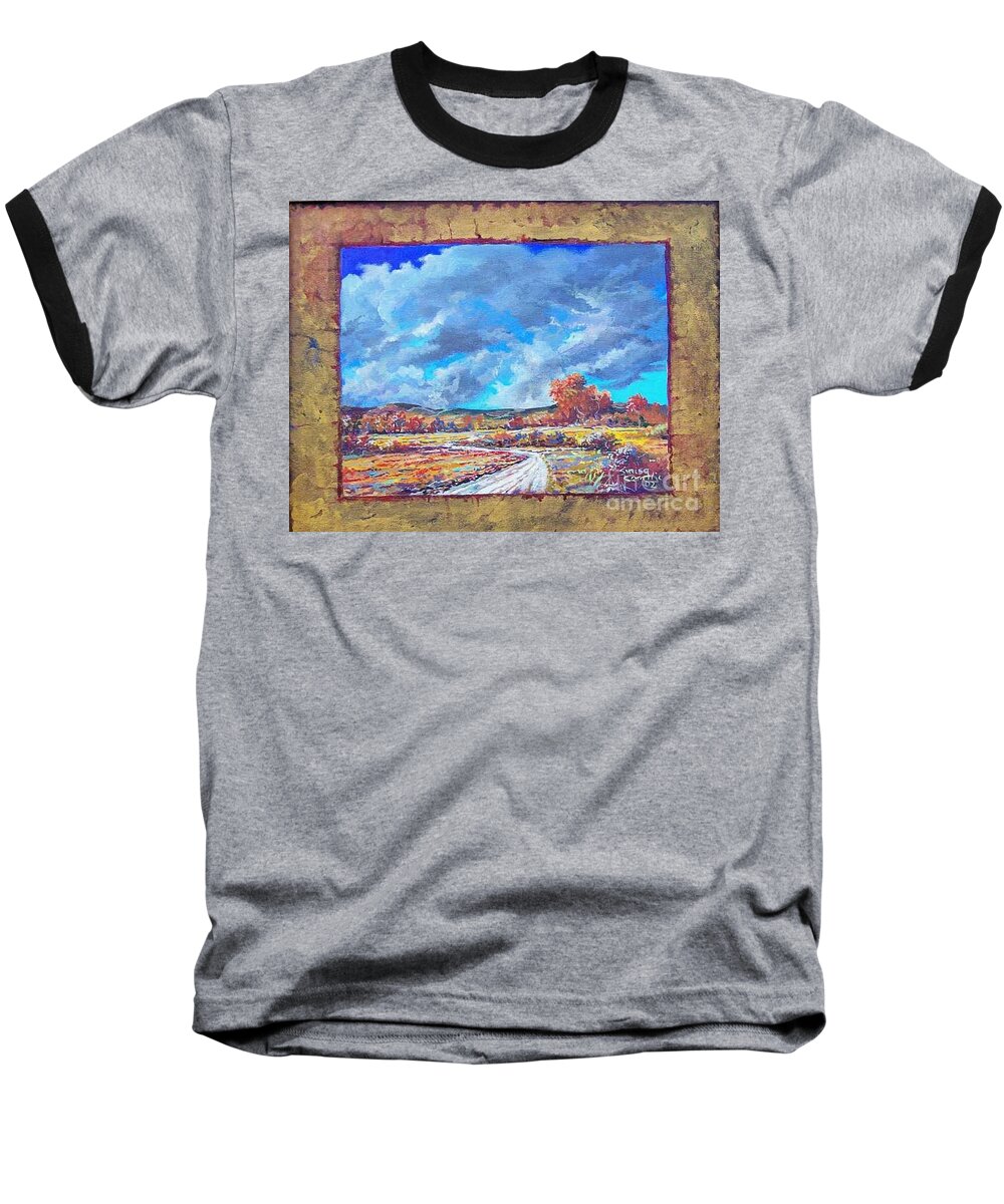 Landdsacape Baseball T-Shirt featuring the painting Autumn Field by Sinisa Saratlic