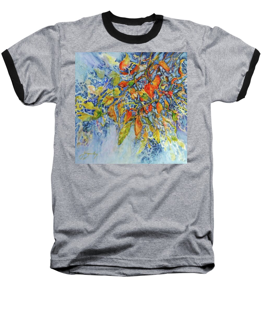 Leaves Baseball T-Shirt featuring the painting Autumn Lace by Jo Smoley