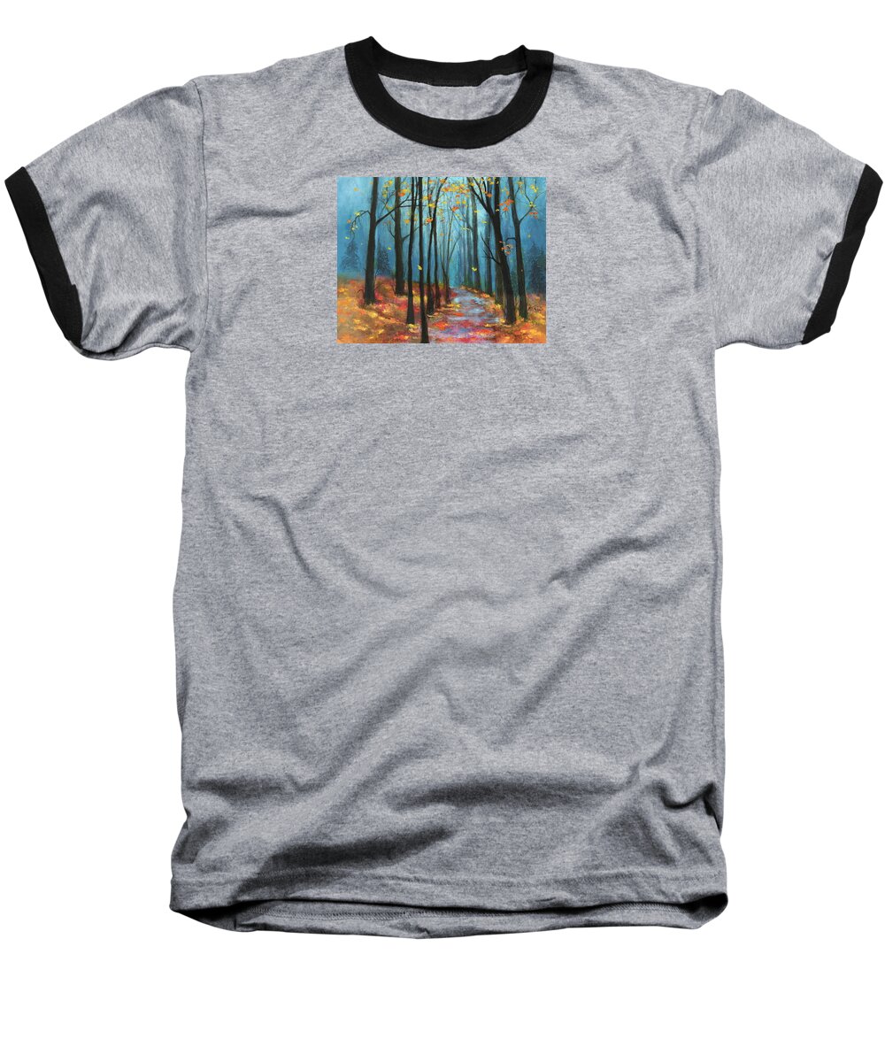 Autumn Baseball T-Shirt featuring the painting Autumn Path by Terry Webb Harshman