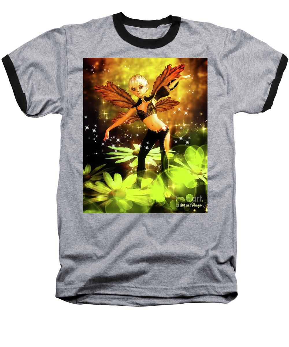 Fairy Baseball T-Shirt featuring the digital art Autumn Pixie by Alicia Hollinger