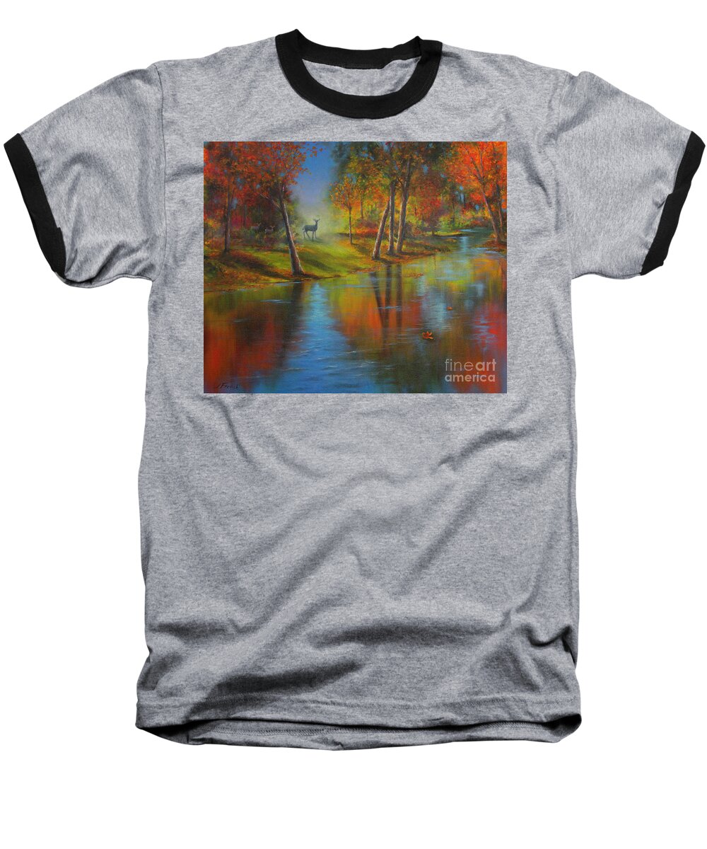 Autumn Baseball T-Shirt featuring the painting Autumn Reflections by Jeanette French
