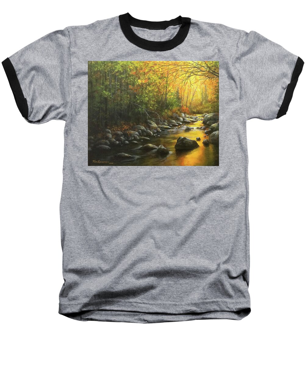 Autumn Baseball T-Shirt featuring the painting Autumn Stream by Kim Lockman