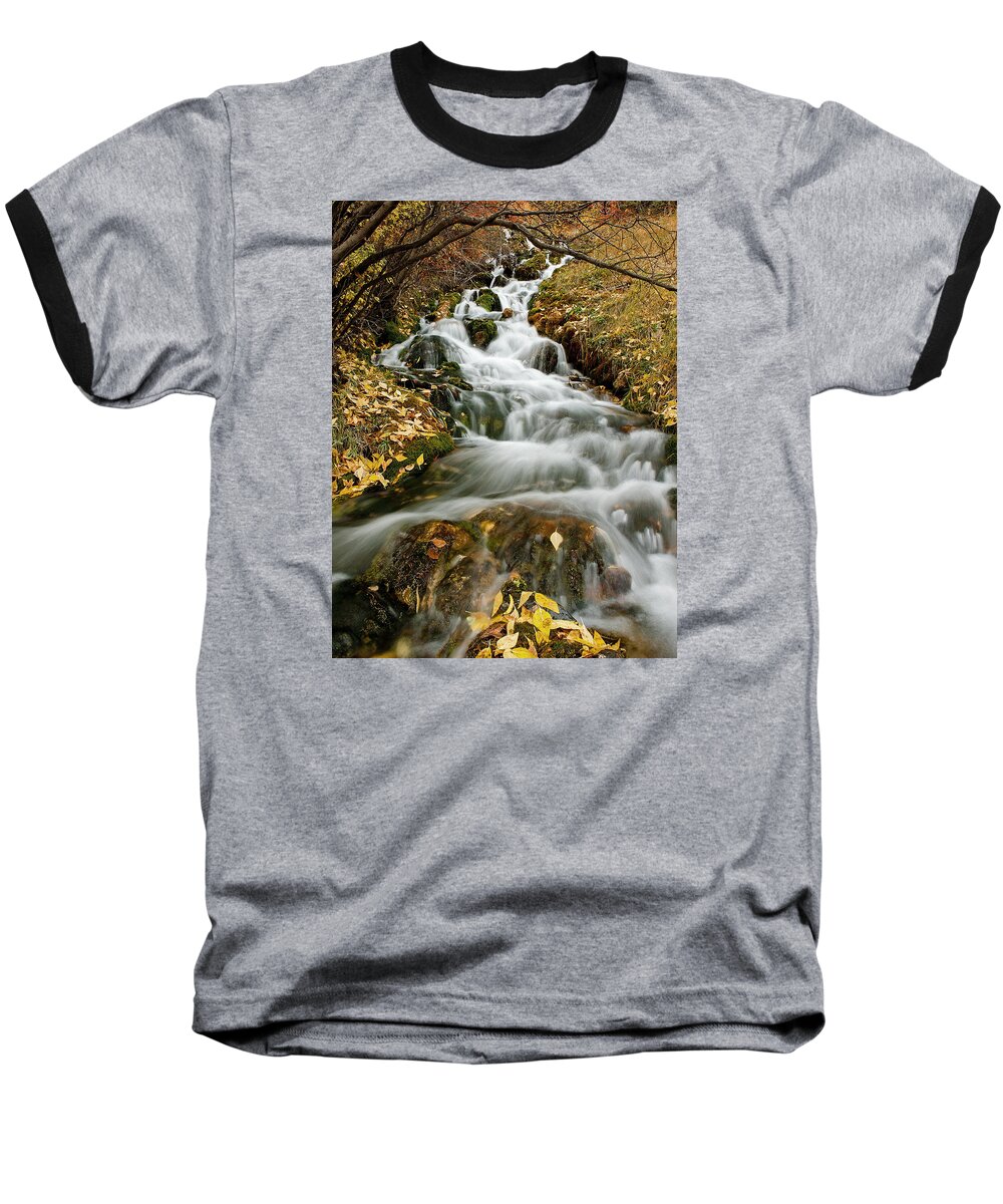 Water Baseball T-Shirt featuring the photograph Autumn Waterfall by Scott Read