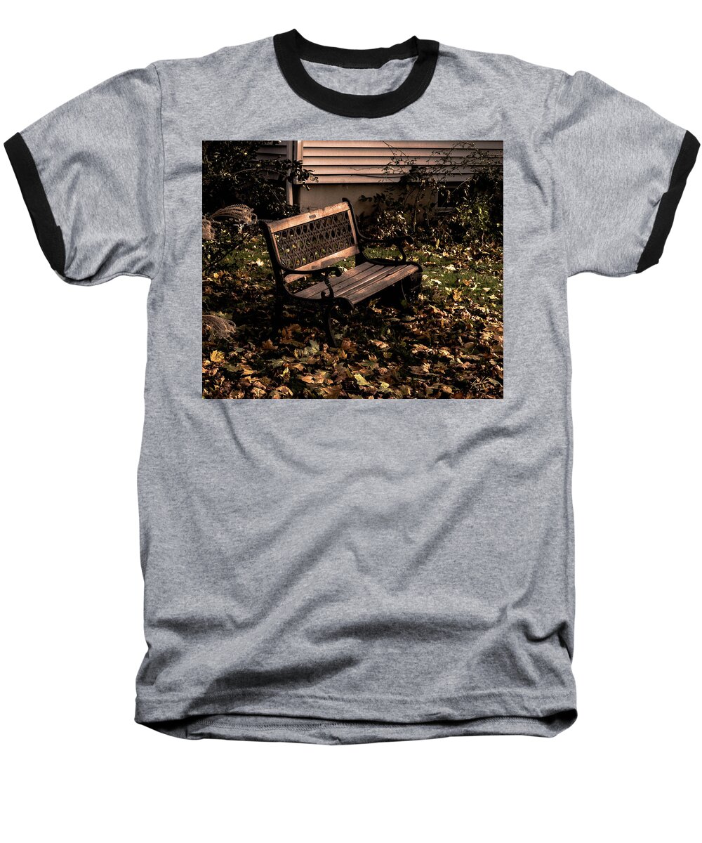 Bench Baseball T-Shirt featuring the photograph Autumnal Solace by Leon deVose