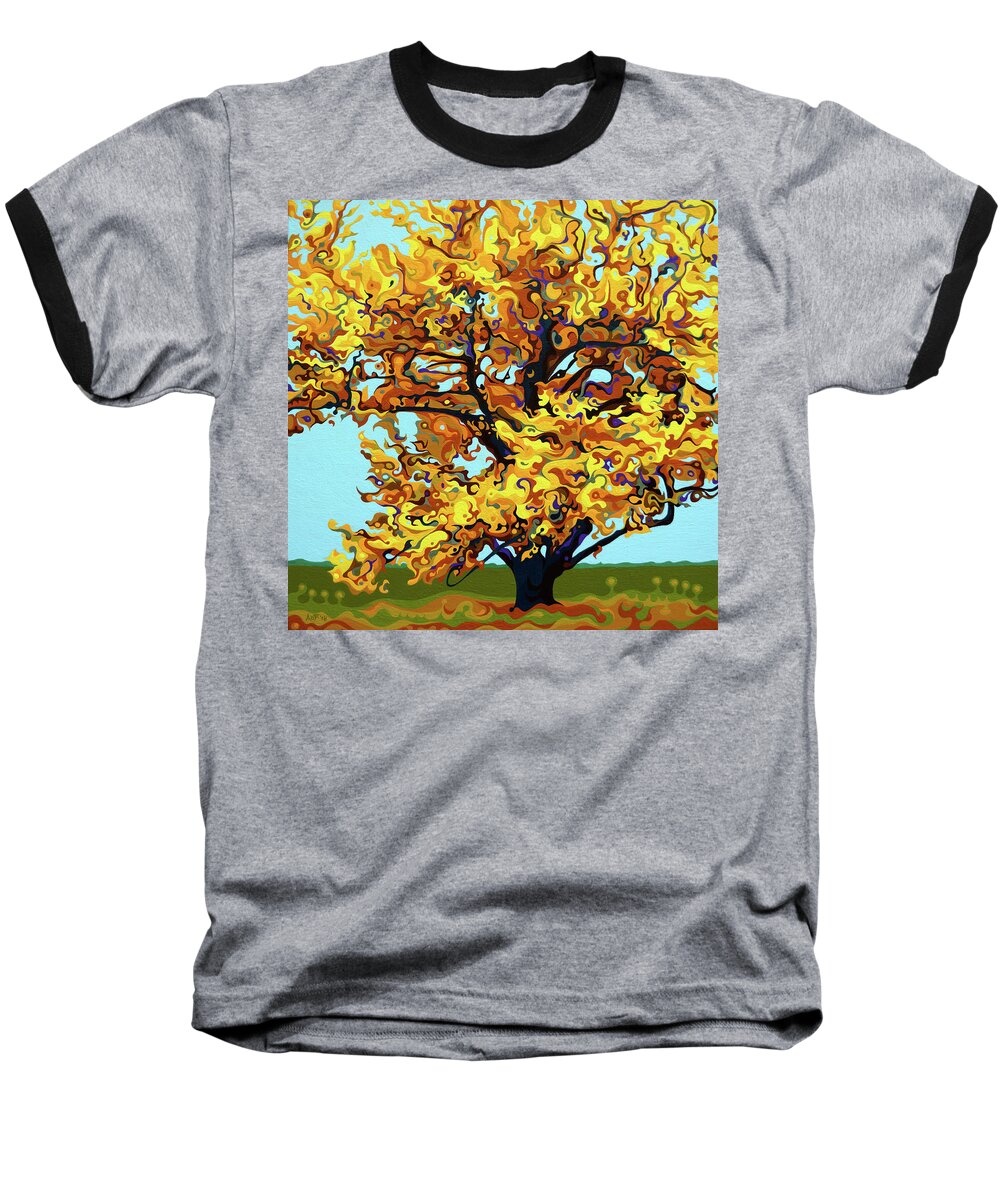 Autumn Baseball T-Shirt featuring the painting Autumnal Yellow Treet by Amy Ferrari