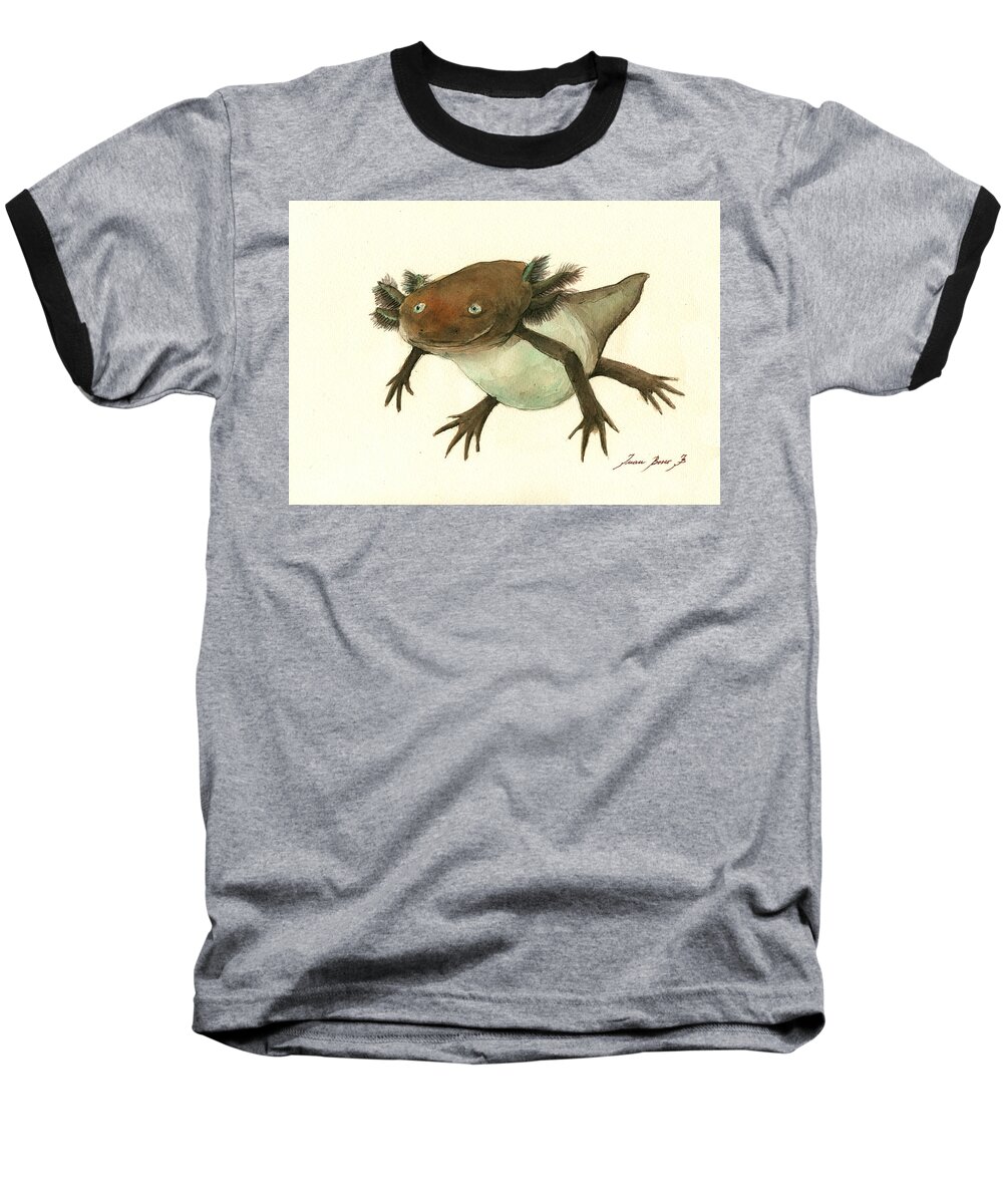 Axolotl Baseball T-Shirt featuring the painting Axolotl by Juan Bosco