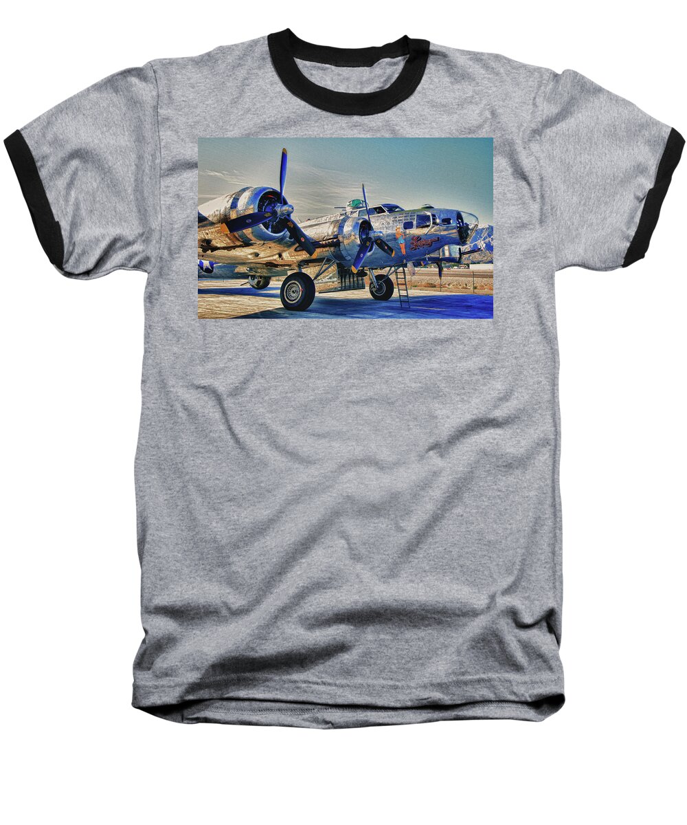 Aircraft Baseball T-Shirt featuring the photograph B17 Flying Fortress Sentimental Journey by Sandra Selle Rodriguez