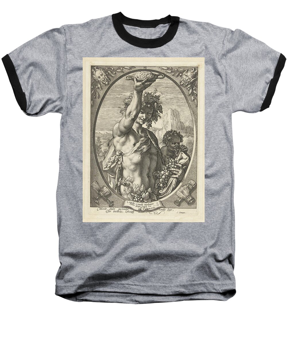 Bacchus Baseball T-Shirt featuring the drawing Bacchus god of ectasy by Vintage Collectables