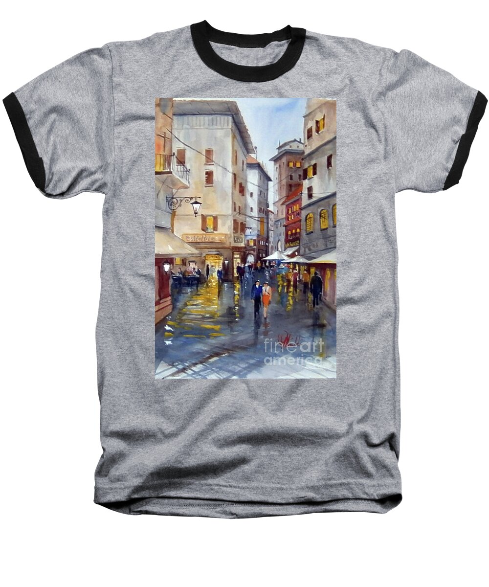 Paintings Baseball T-Shirt featuring the painting Baffettos Rome by Gerald Miraldi