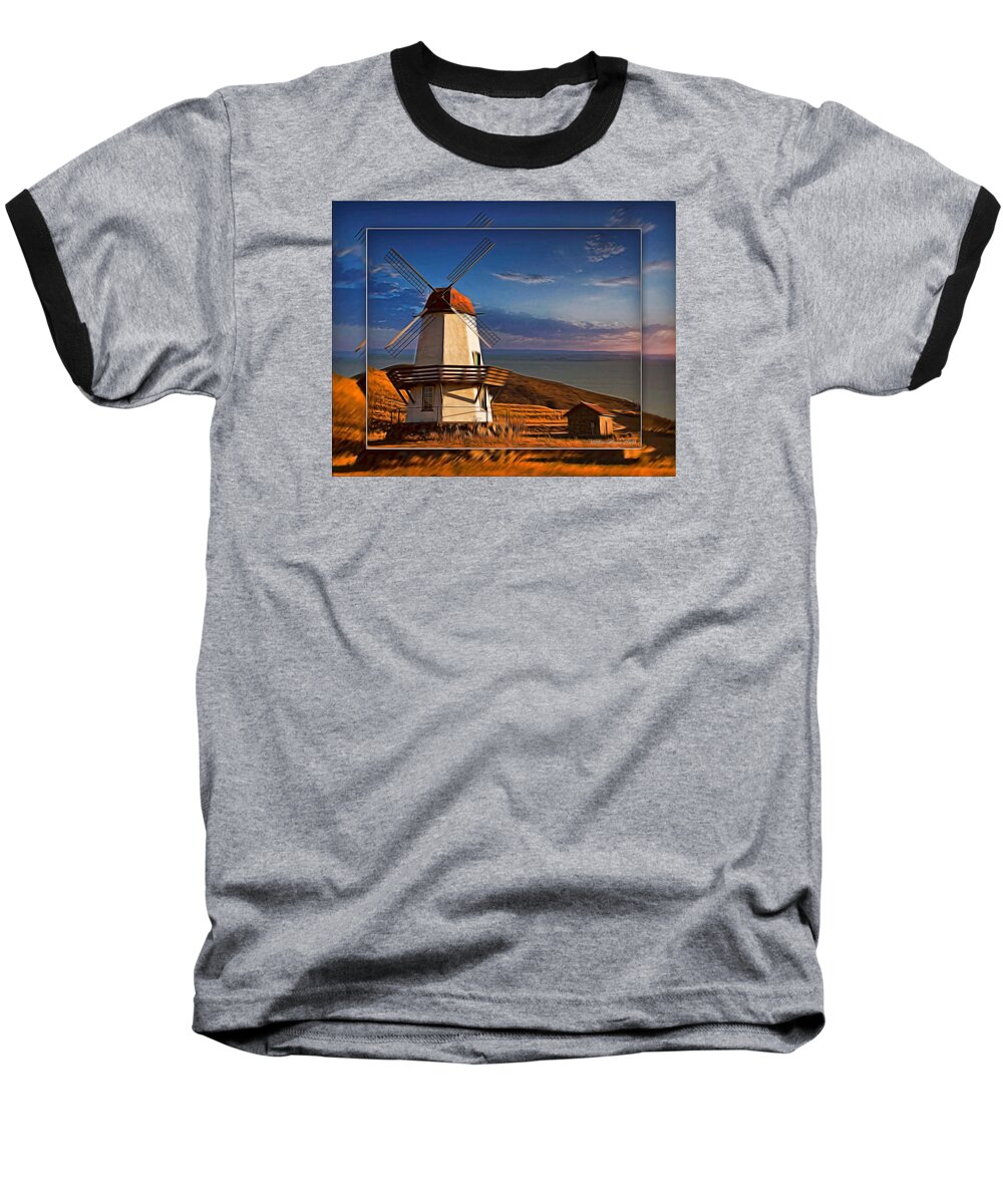 Windmill Baseball T-Shirt featuring the digital art Baker City Windmill_1a by Walter Herrit